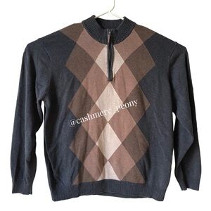 Bass Argyle Quarter Zip Knit Sweater XL